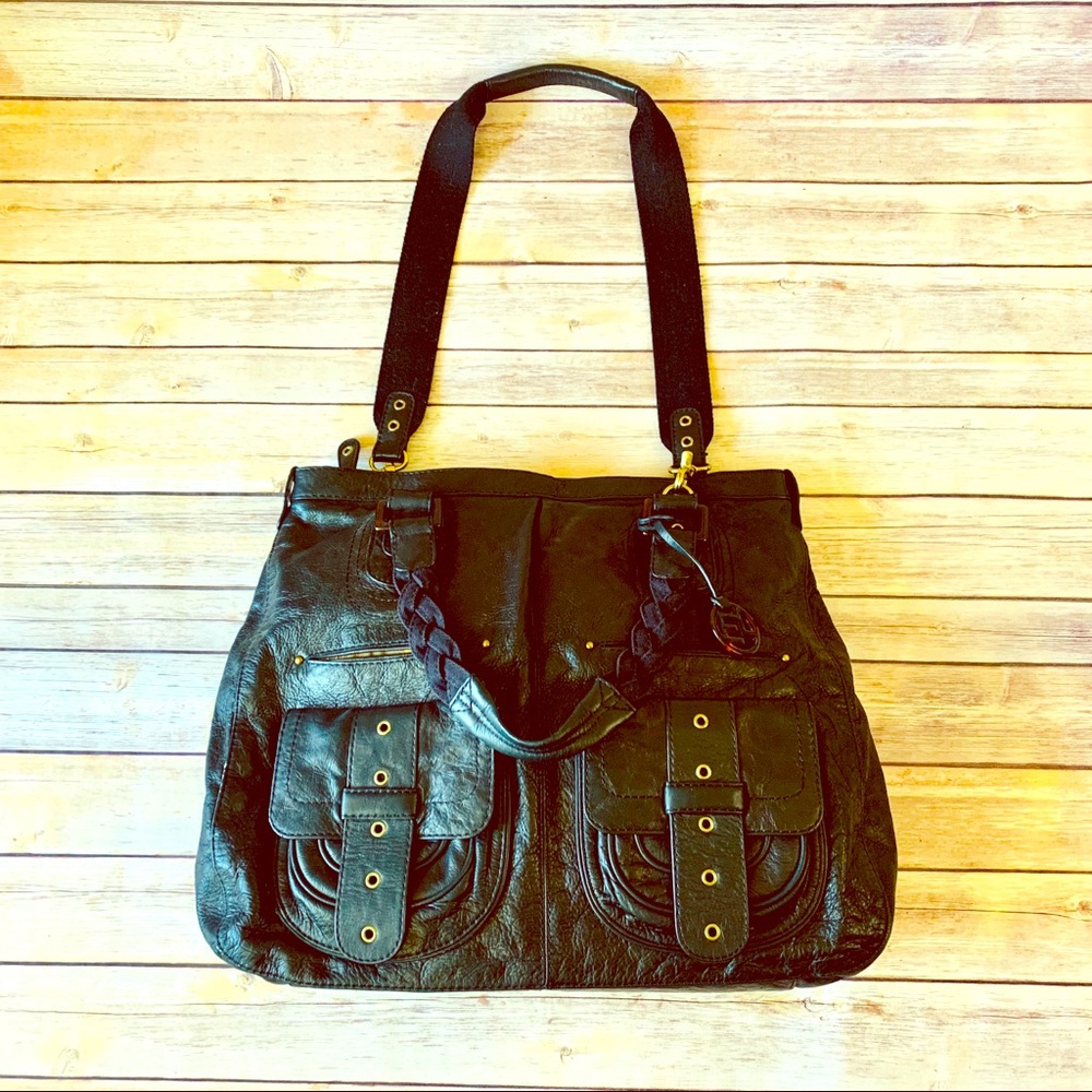 Elliot Lucca black leather purse 18” X 14”